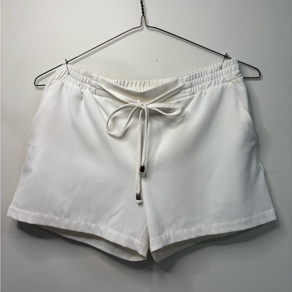 Women's White Drawstring Shorts